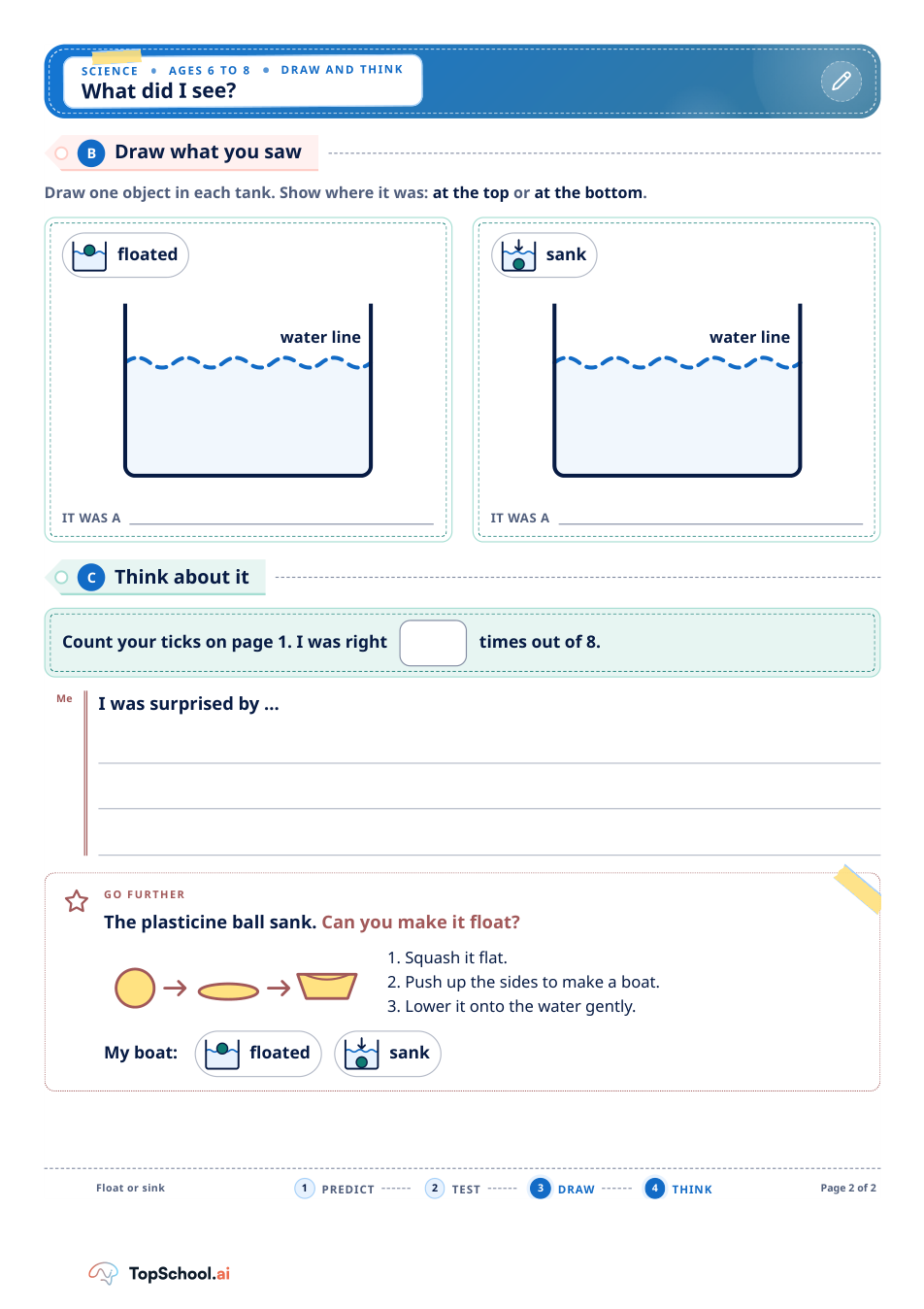Will it float or sink? Predict and observe, page 2 of 2