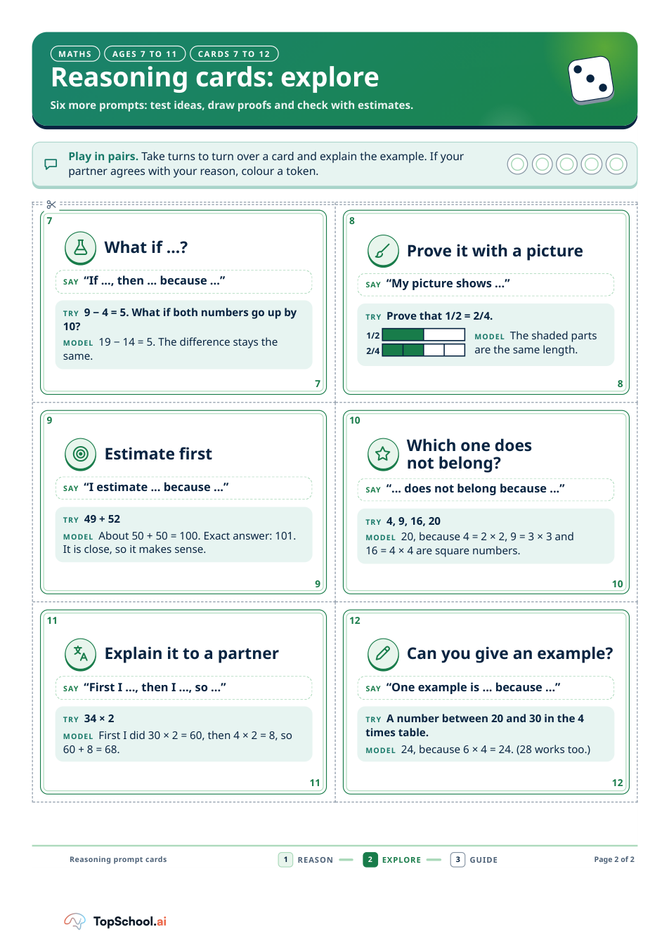 Reasoning prompt cards, page 2 of 2
