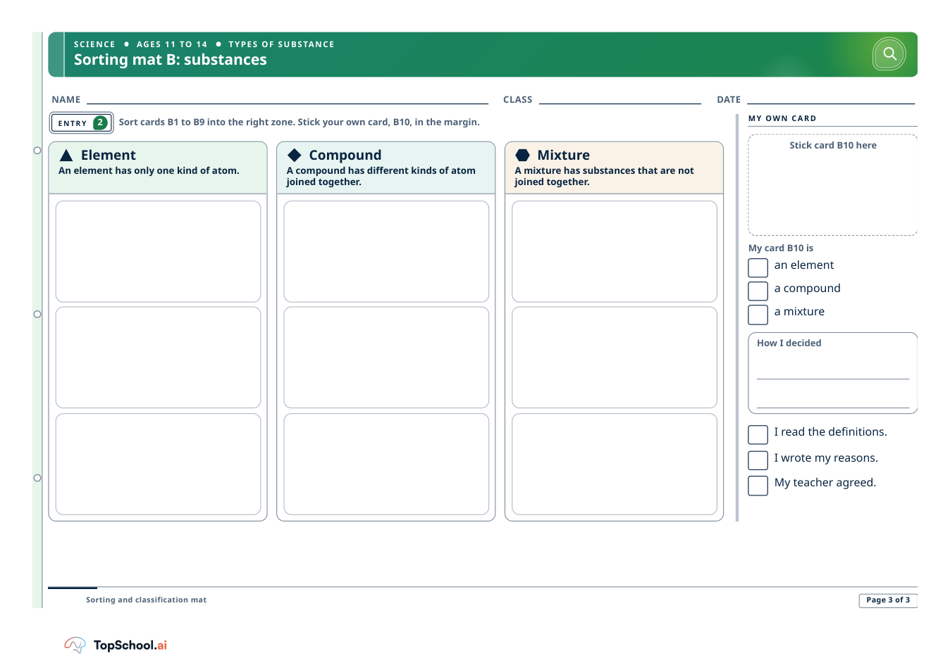 Sorting and classification mat, page 3 of 3