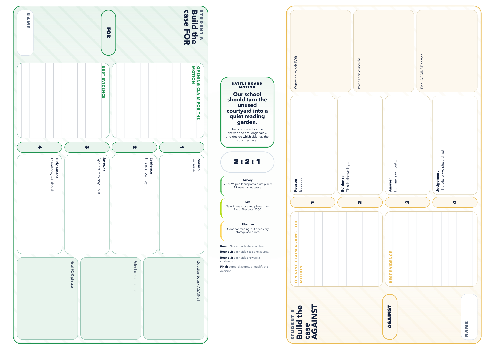 Argument and debate planning frame
